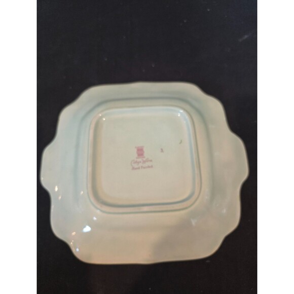 Adams Calyx Ware Hand Painted Lowestoft Square Platter Floral Border England - Picture 8 of 10